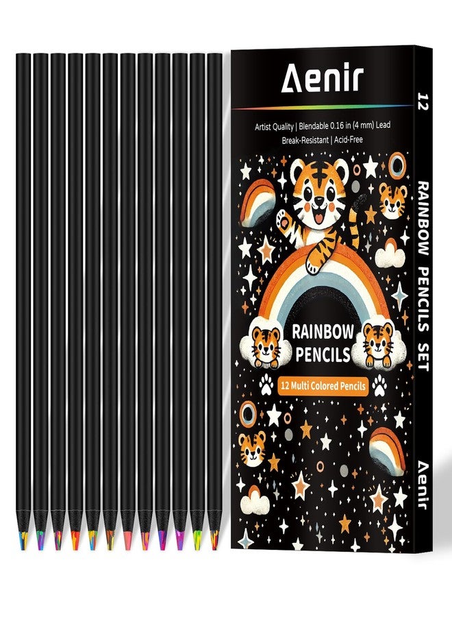 Aenir Stocking Stuffers Art Supplies,12 Colors Rainbow Pencils, Multi Colored Pencils Set for Adult Coloring, Professional Art Supplies for Artists, Perfect Easter Basket Stuffers & Gifts. - Image 1
